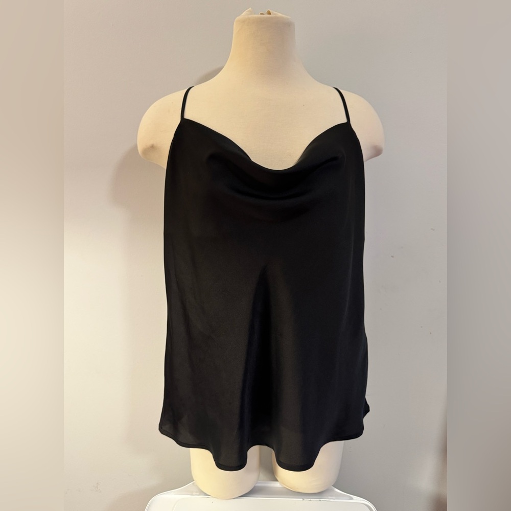 Express Black Satin Cowl Neck Camisole